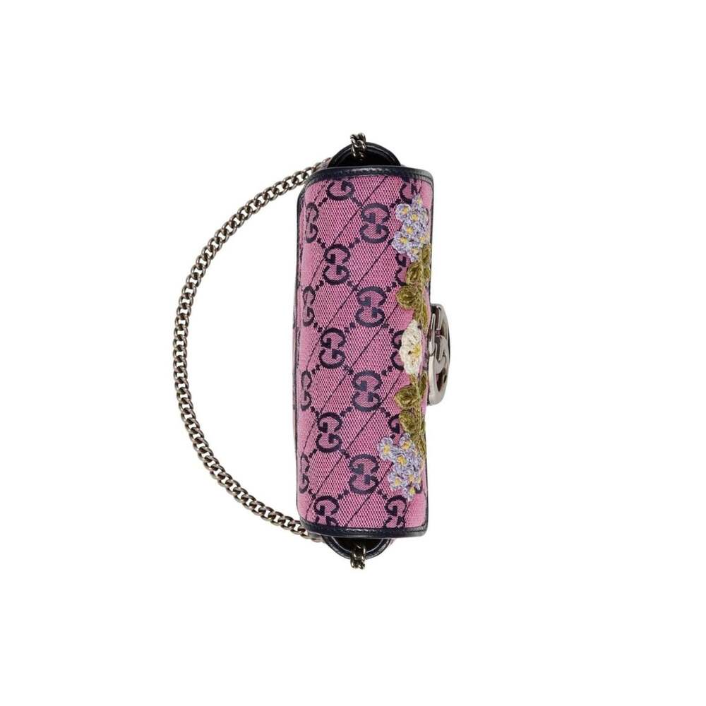 Gucci - GG Marmont Pink Embroidery Super Mini Bag - Picture 2 of 5